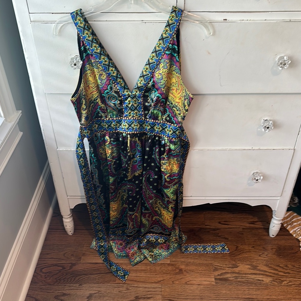 Multicolor Paisley V-Neck Dress